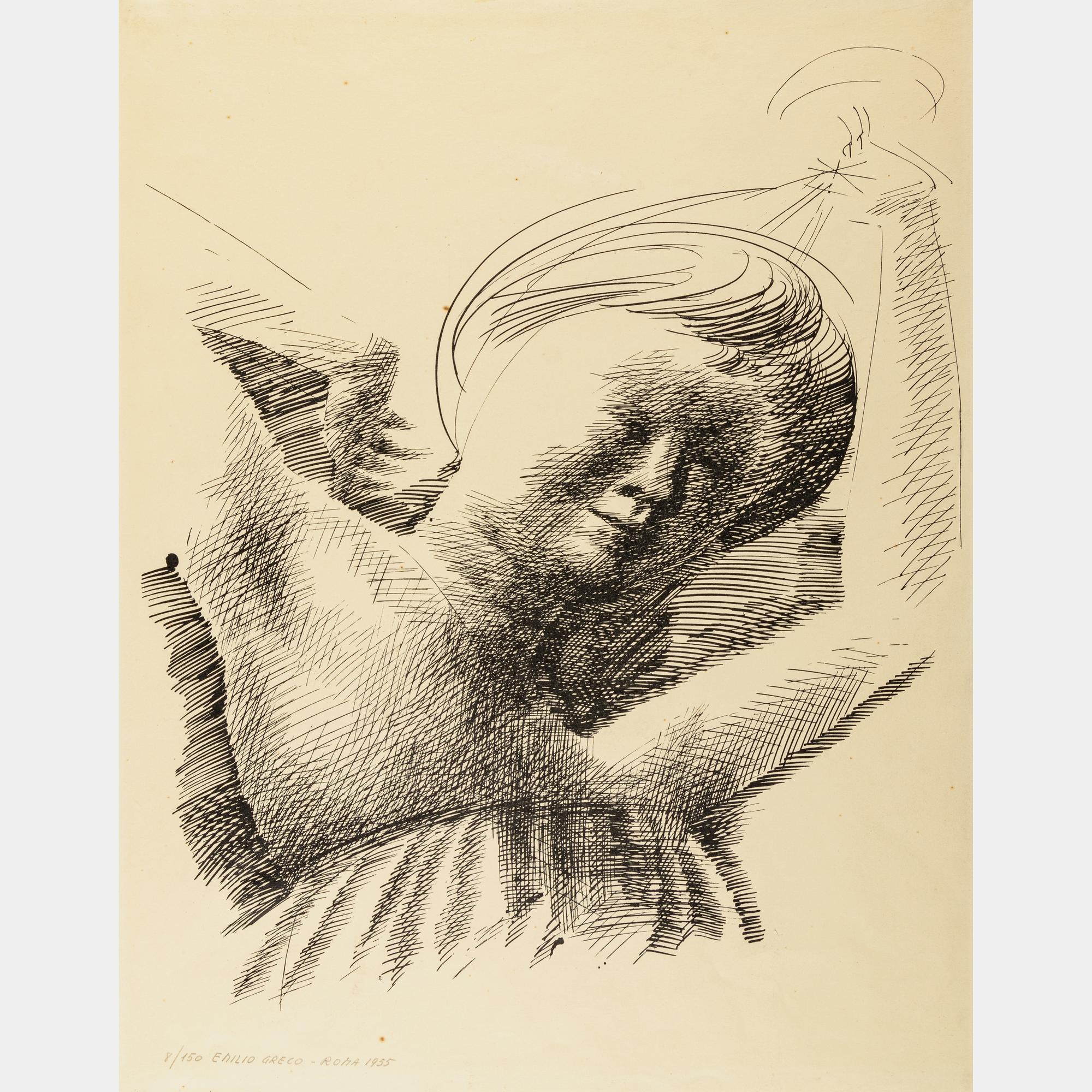 Woman Adjusting her Coiffure and Portrait Head (a pair of works)
