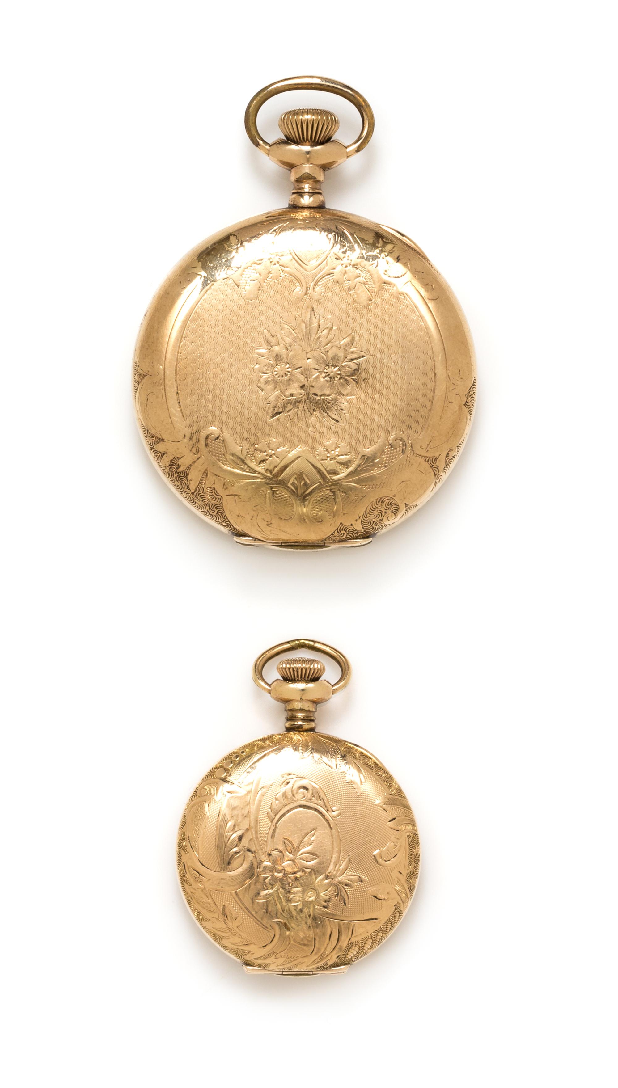 A Collection of Gold Filled Hunter Case Pocket Watches, Waltham and Elgin,
