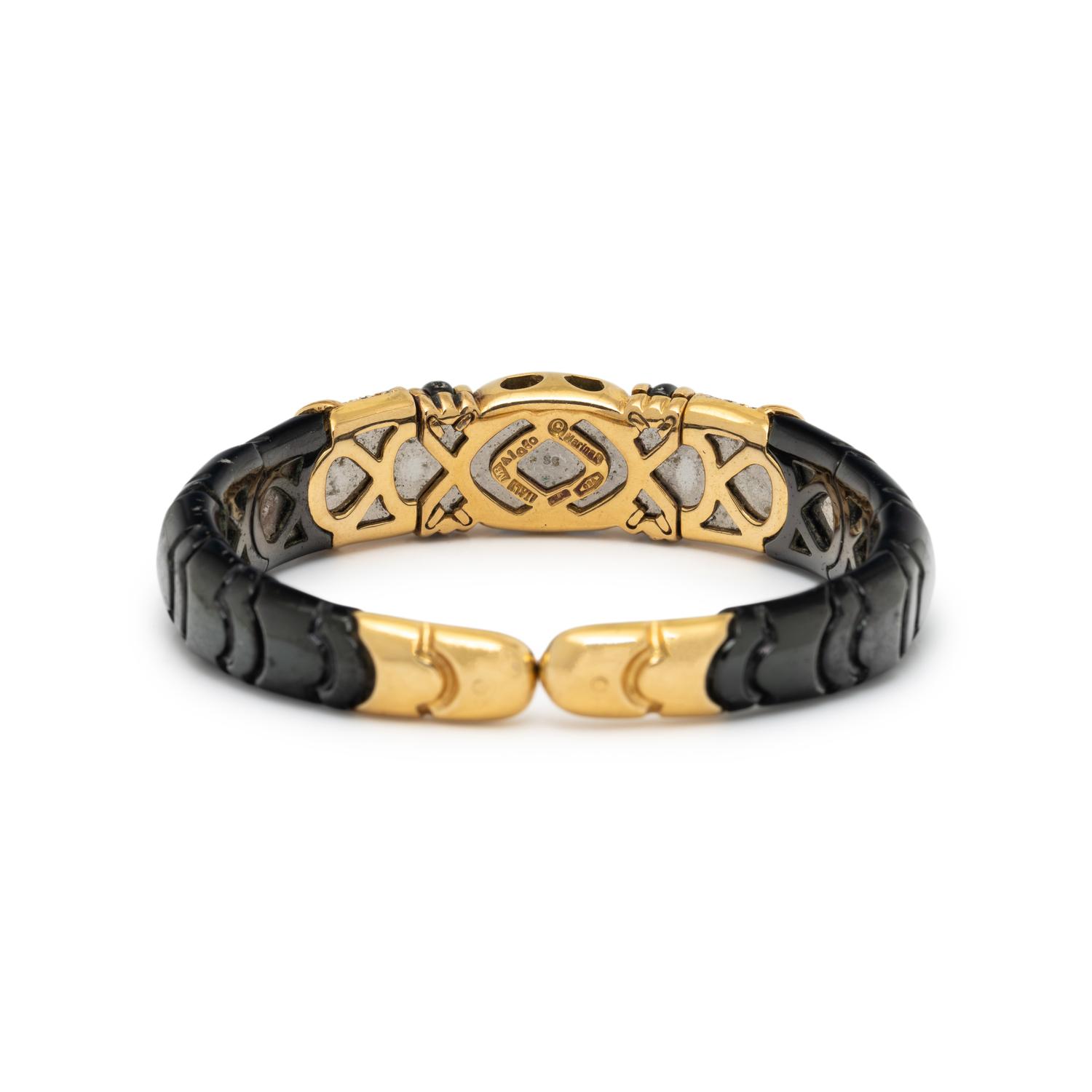 MARINA B., DIAMOND, MULTIGEM, AND ENAMEL CUFF BRACELET