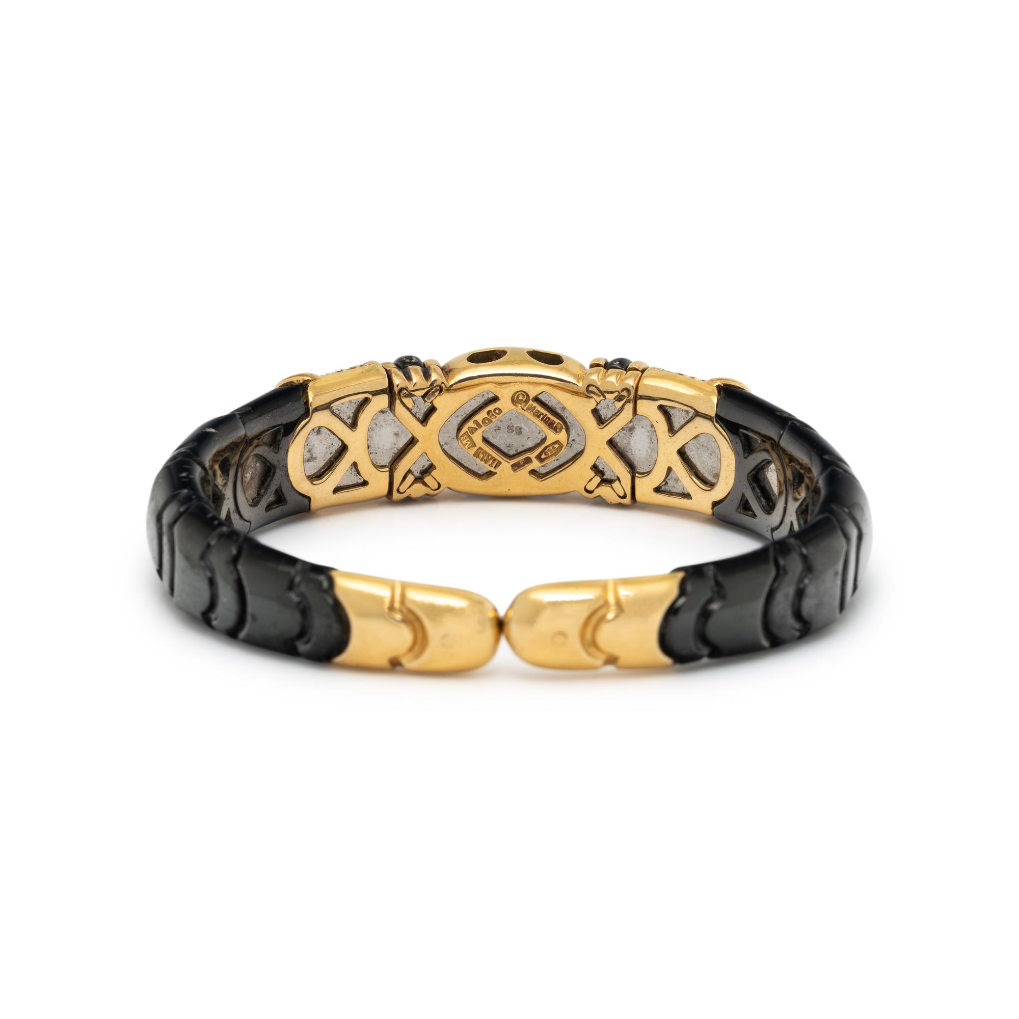 MARINA B., DIAMOND, MULTIGEM, AND ENAMEL CUFF BRACELET