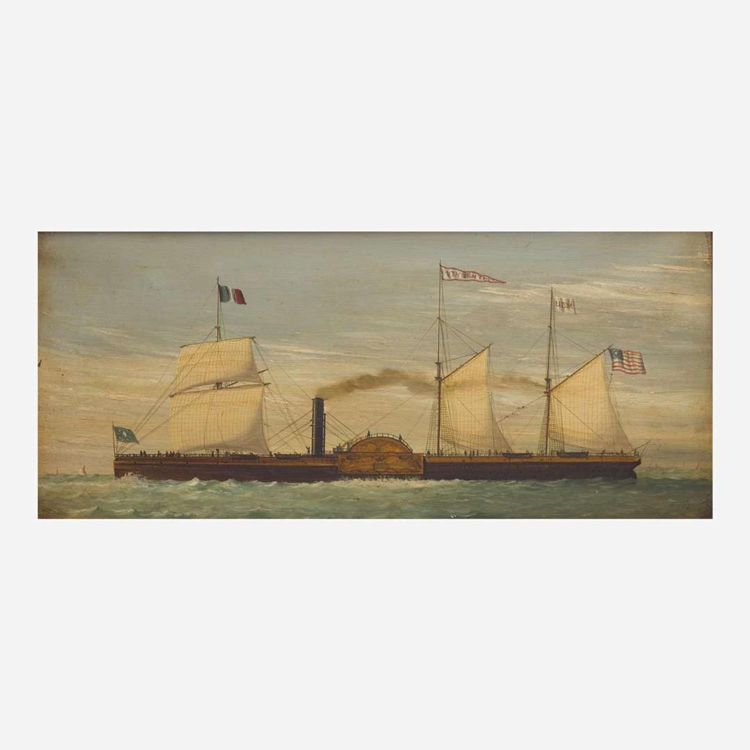 American School 19th century Two Portraits of American Packet Ships