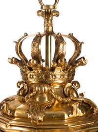 A Pair of French Neoclassical Style Gilt Bronze and Etched Glass Hall Lanterns