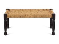 A Teakwood Woven Seat Bench