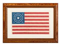 [FLAGS]. 37-star American parade flag with double-medallion configuration. Ca 1867-1876.