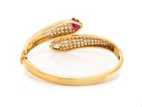 DIAMOND AND RUBY BY-PASS BANGLE