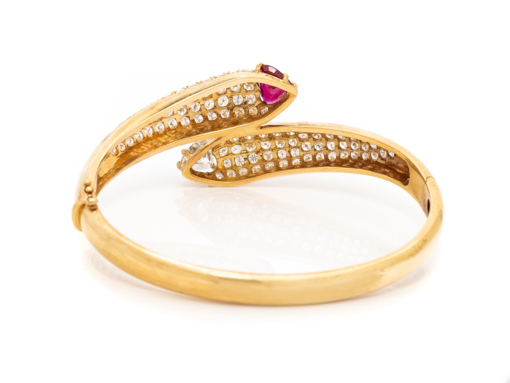 DIAMOND AND RUBY BY-PASS BANGLE