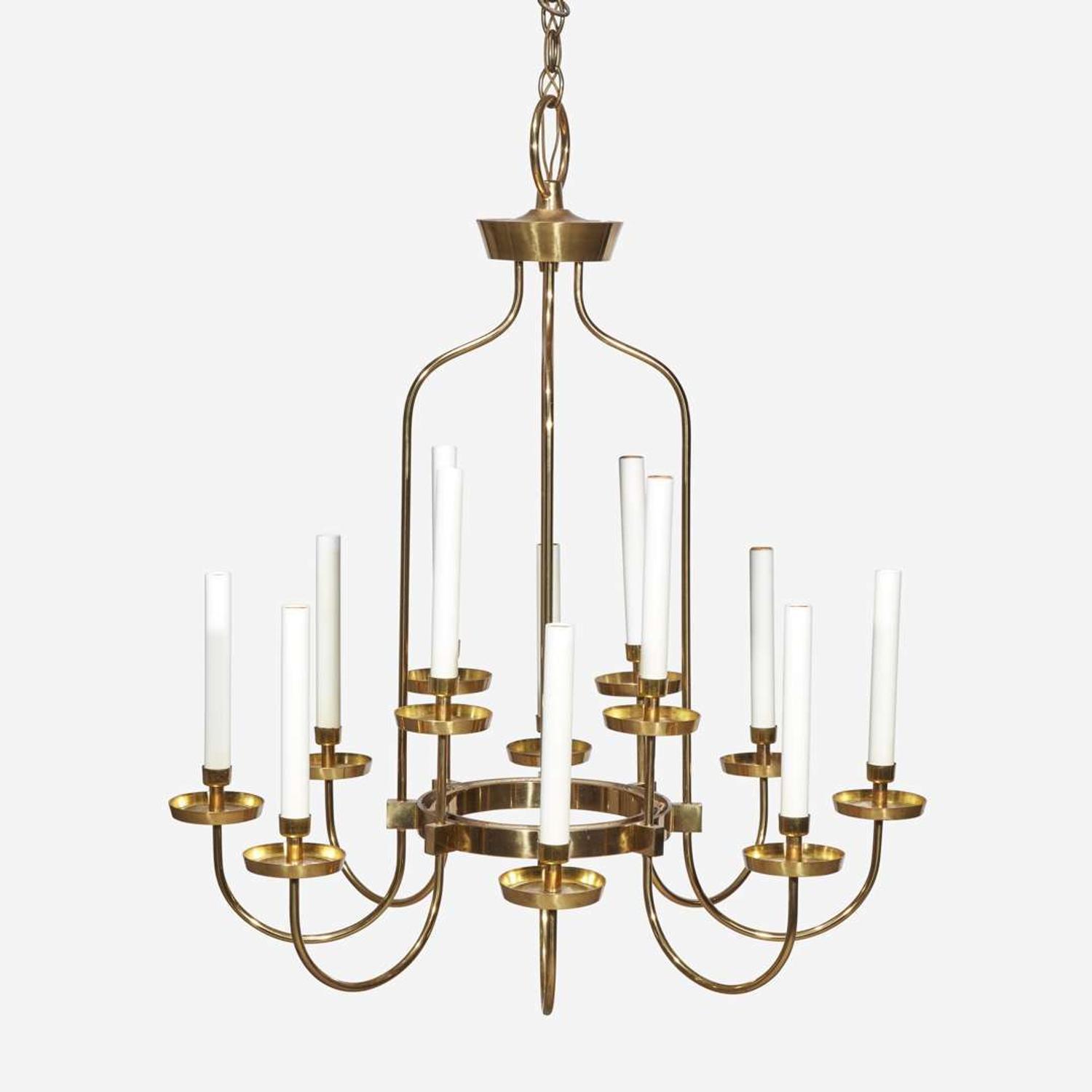 In the Style of Tommi Parzinger (German, 1903- 1981) Twelve-Light Chandelier, USA, circa 1970s