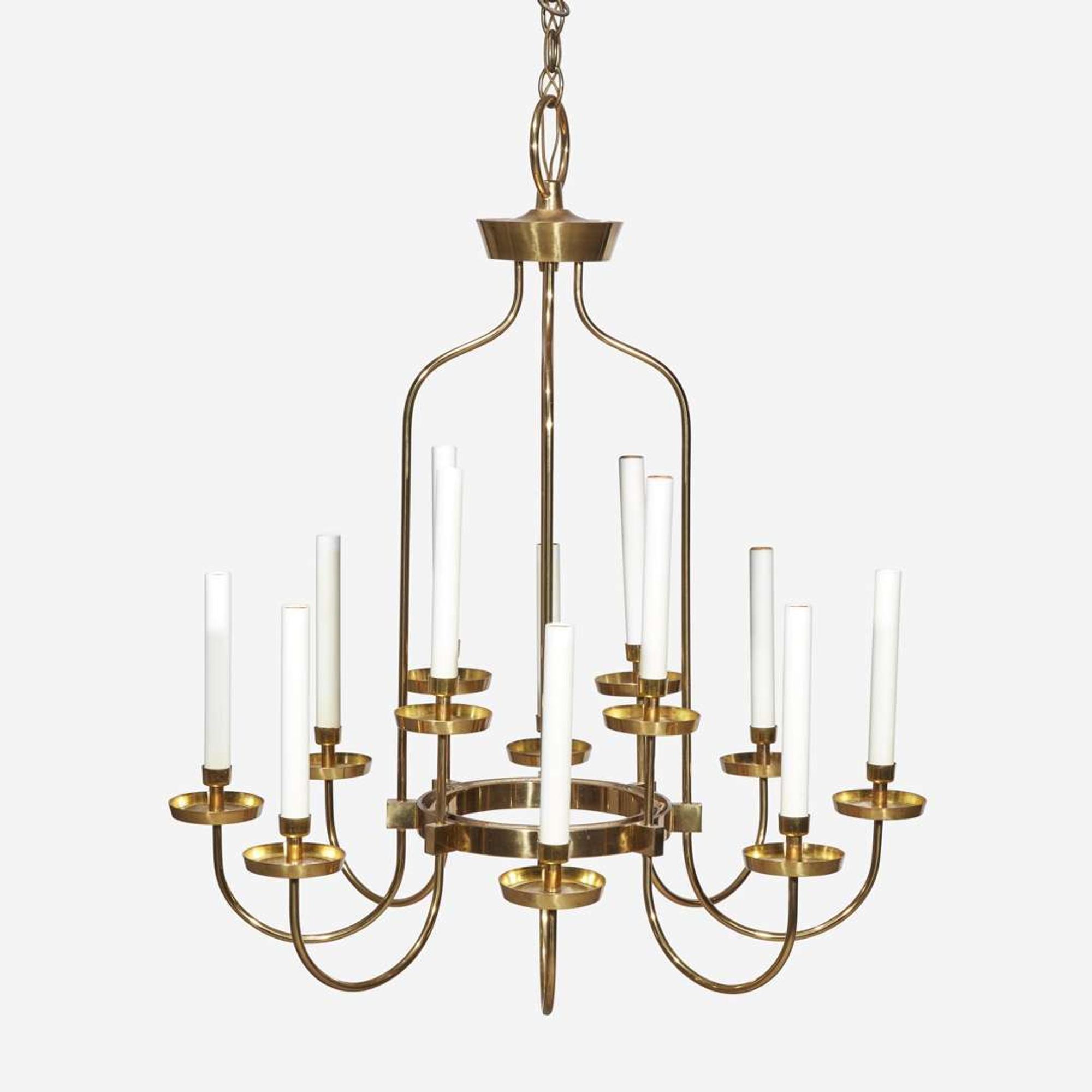 In the Style of Tommi Parzinger (German, 1903- 1981) Twelve-Light Chandelier, USA, circa 1970s