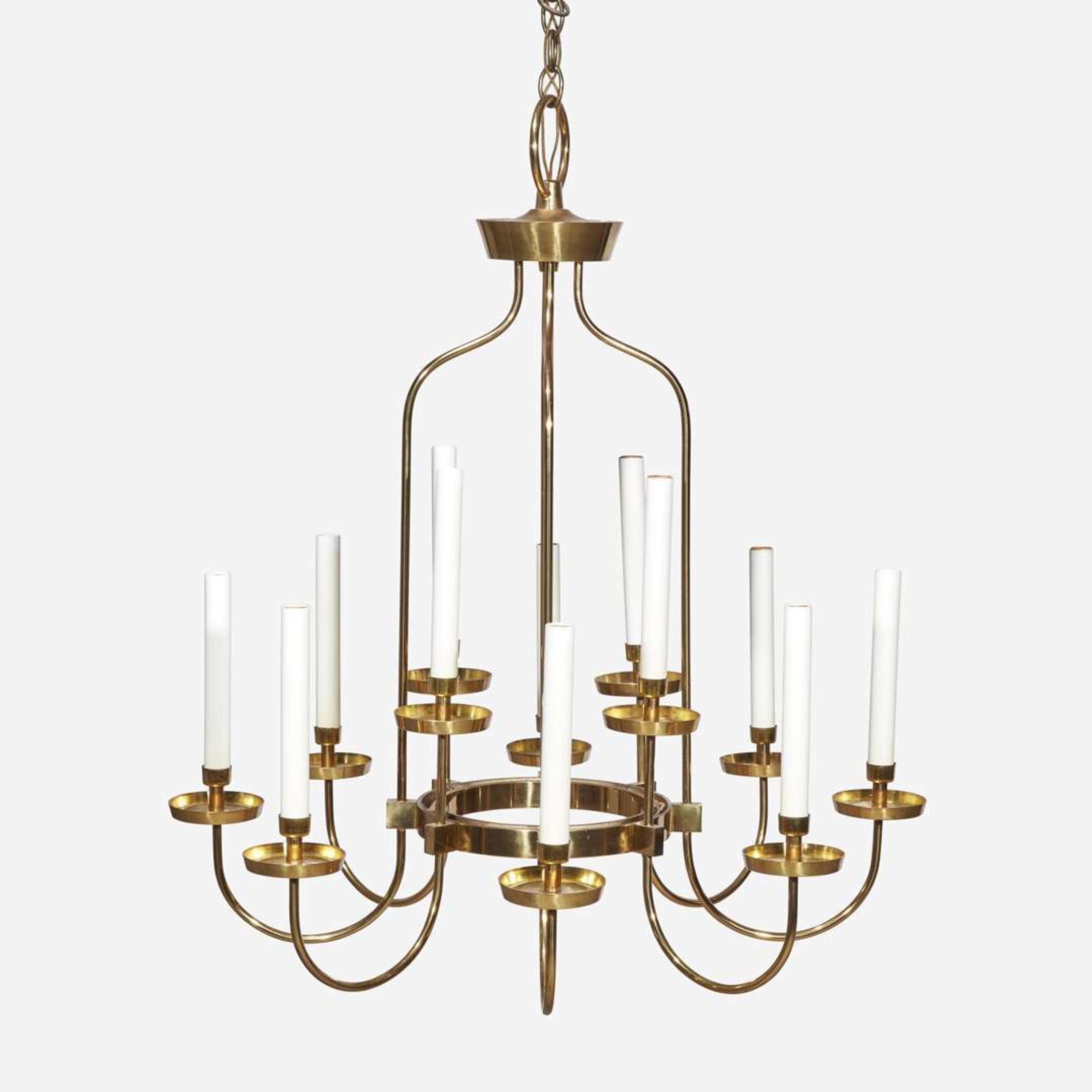 In the Style of Tommi Parzinger (German, 1903- 1981) Twelve-Light Chandelier, USA, circa 1970s