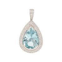 WHITE GOLD, AQUAMARINE, AND DIAMOND PENDANT