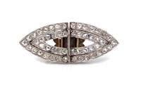 A Pair of Antique Platinum and Diamond Double Clip Brooch, 3.48 dwts.