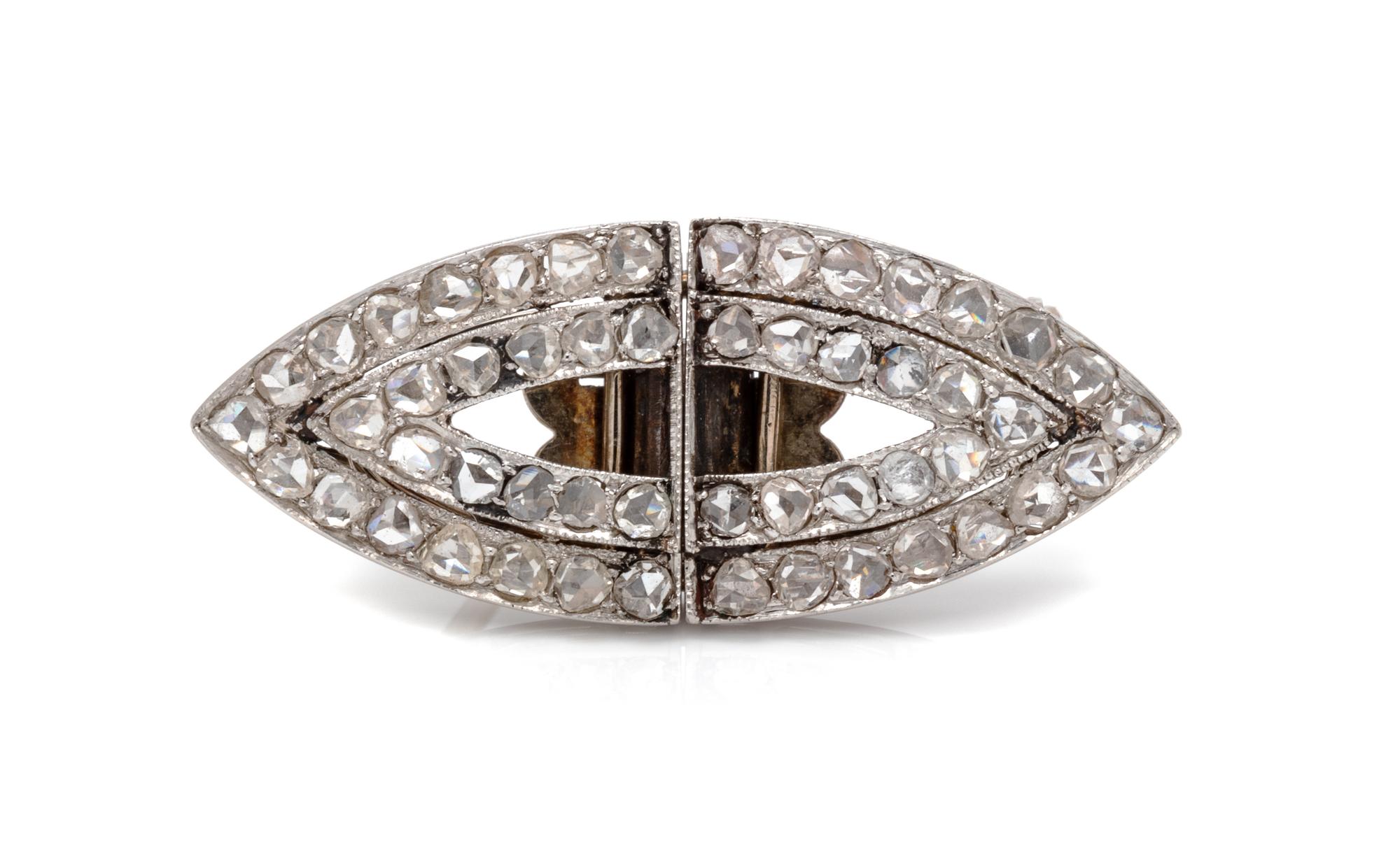 A Pair of Antique Platinum and Diamond Double Clip Brooch, 3.48 dwts.