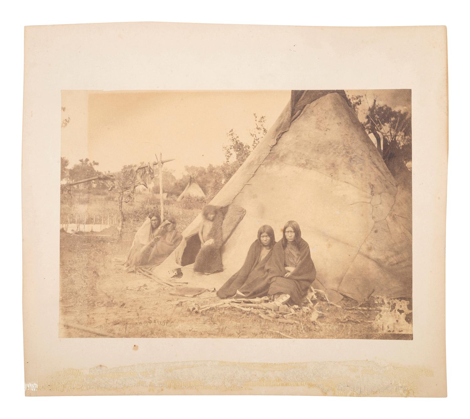 [NATIVE AMERICANS]. SOULE, William S. (1836-1908), photographer. Photograph of a Kiowa Camp. [Fort Sill, Indian Territory]: ca 1870.