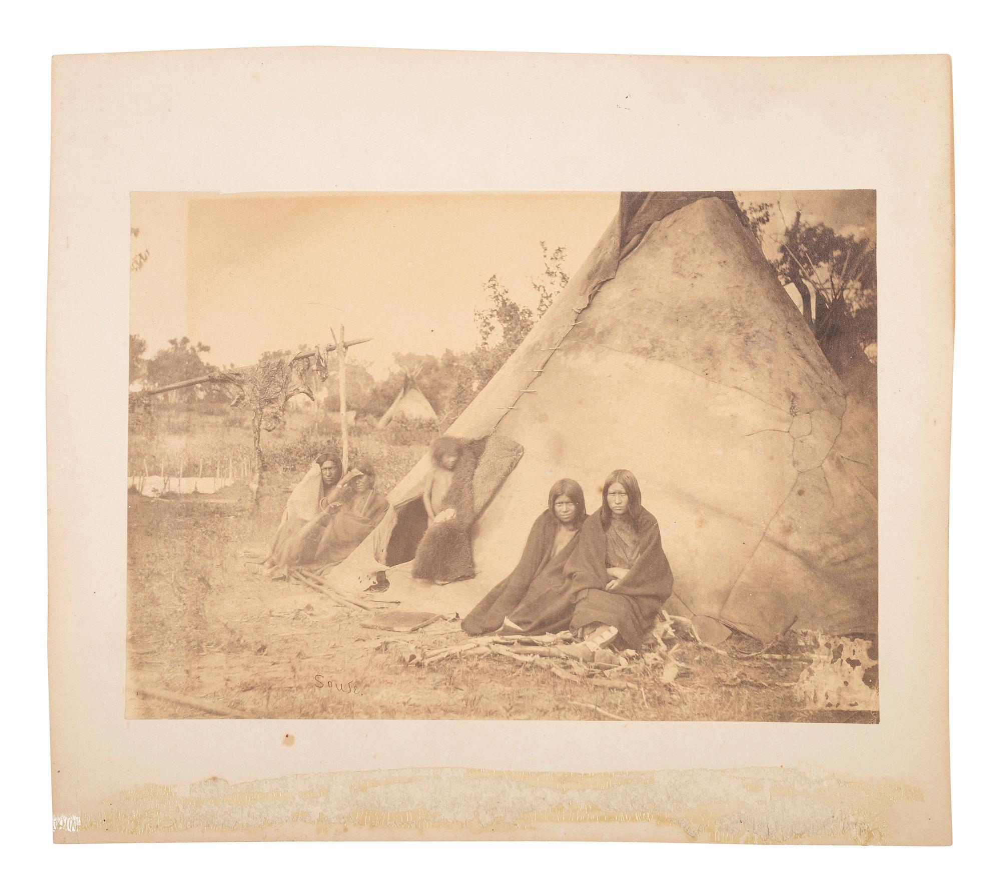 [NATIVE AMERICANS]. SOULE, William S. (1836-1908), photographer. Photograph of a Kiowa Camp. [Fort Sill, Indian Territory]: ca 1870.