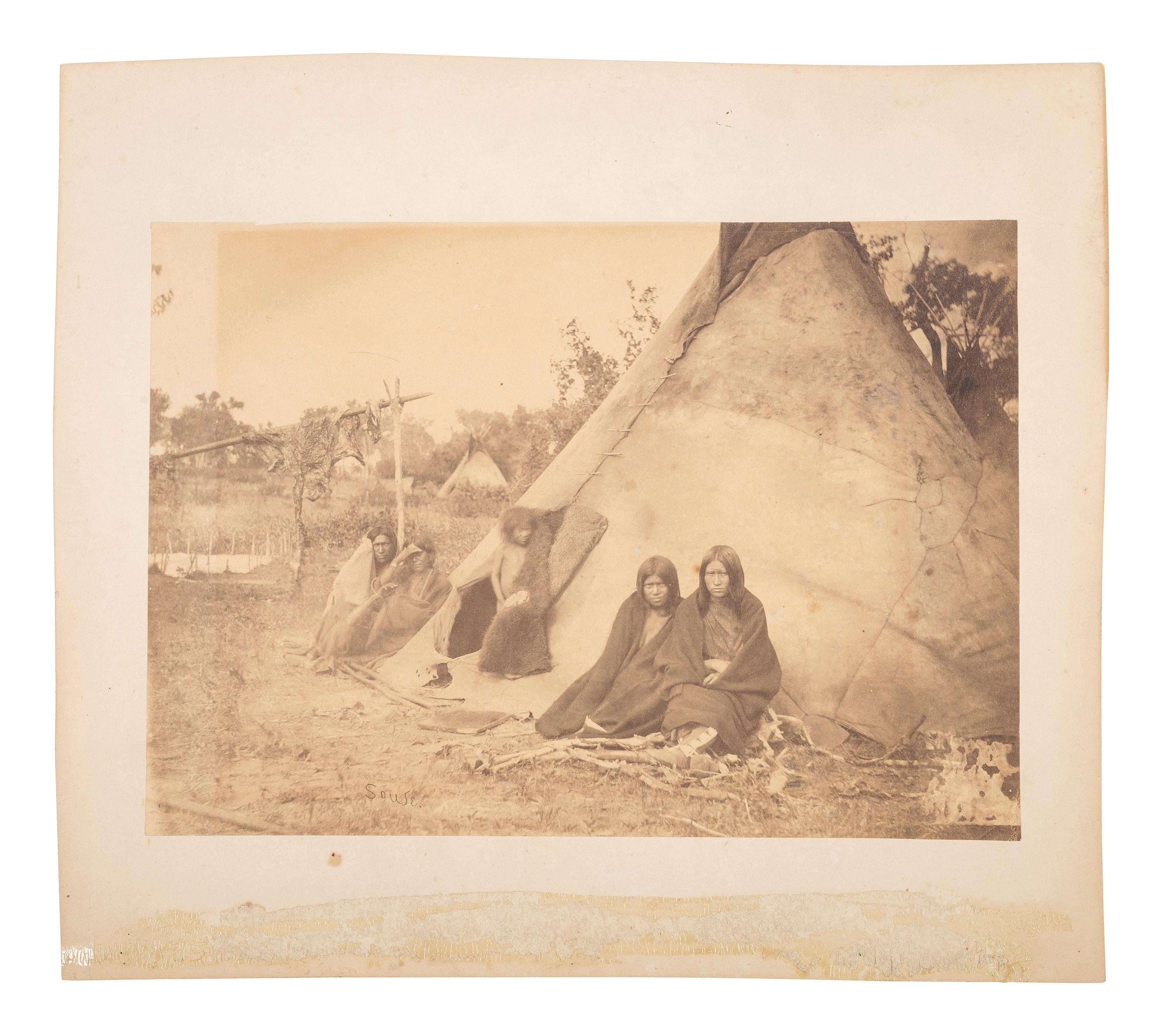 [NATIVE AMERICANS]. SOULE, William S. (1836-1908), photographer. Photograph of a Kiowa Camp. [Fort Sill, Indian Territory]: ca 1870.