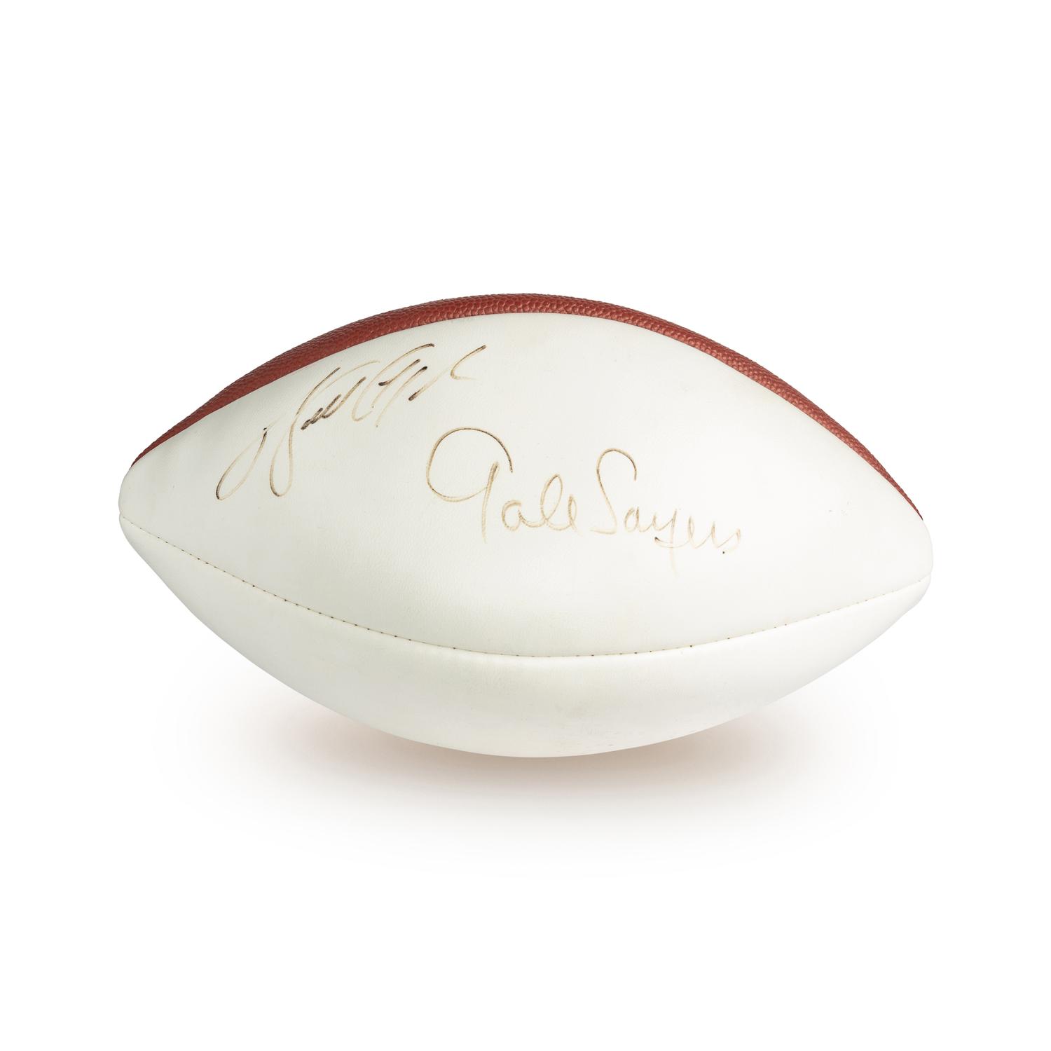 A Walter Payton and Gale Sayers Dual Signed Autograph Football (Beckett Authentication Services)