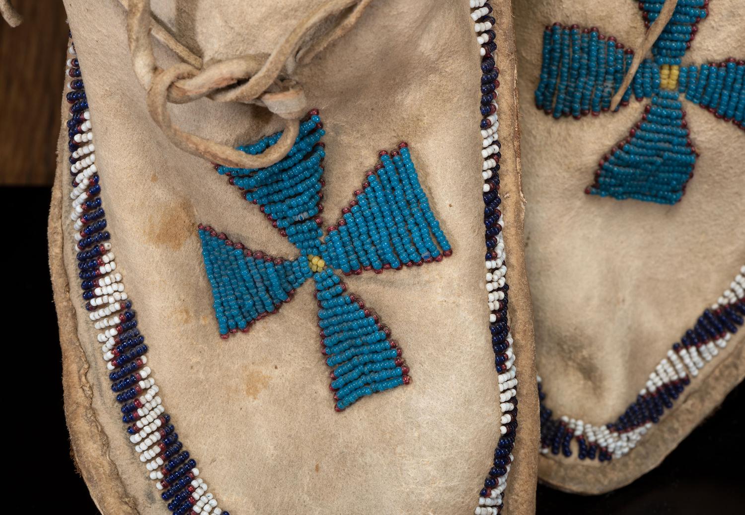 Apache Beaded Hide Moccasins, Signed by Geronimo