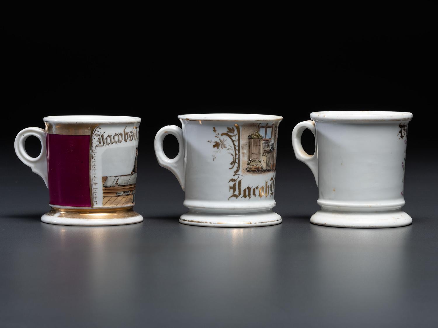 Three Tradesmen's Porcelain Occupational Shaving Mugs