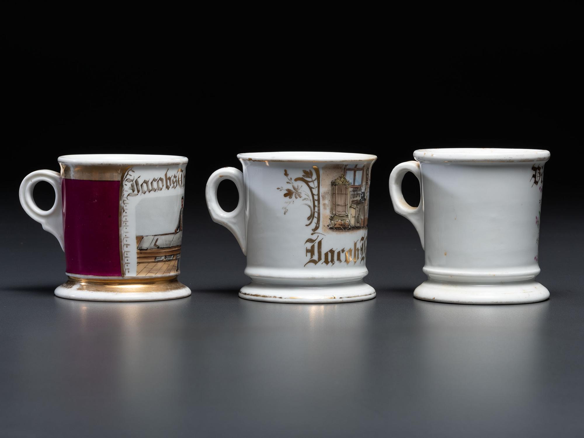 Three Tradesmen's Porcelain Occupational Shaving Mugs