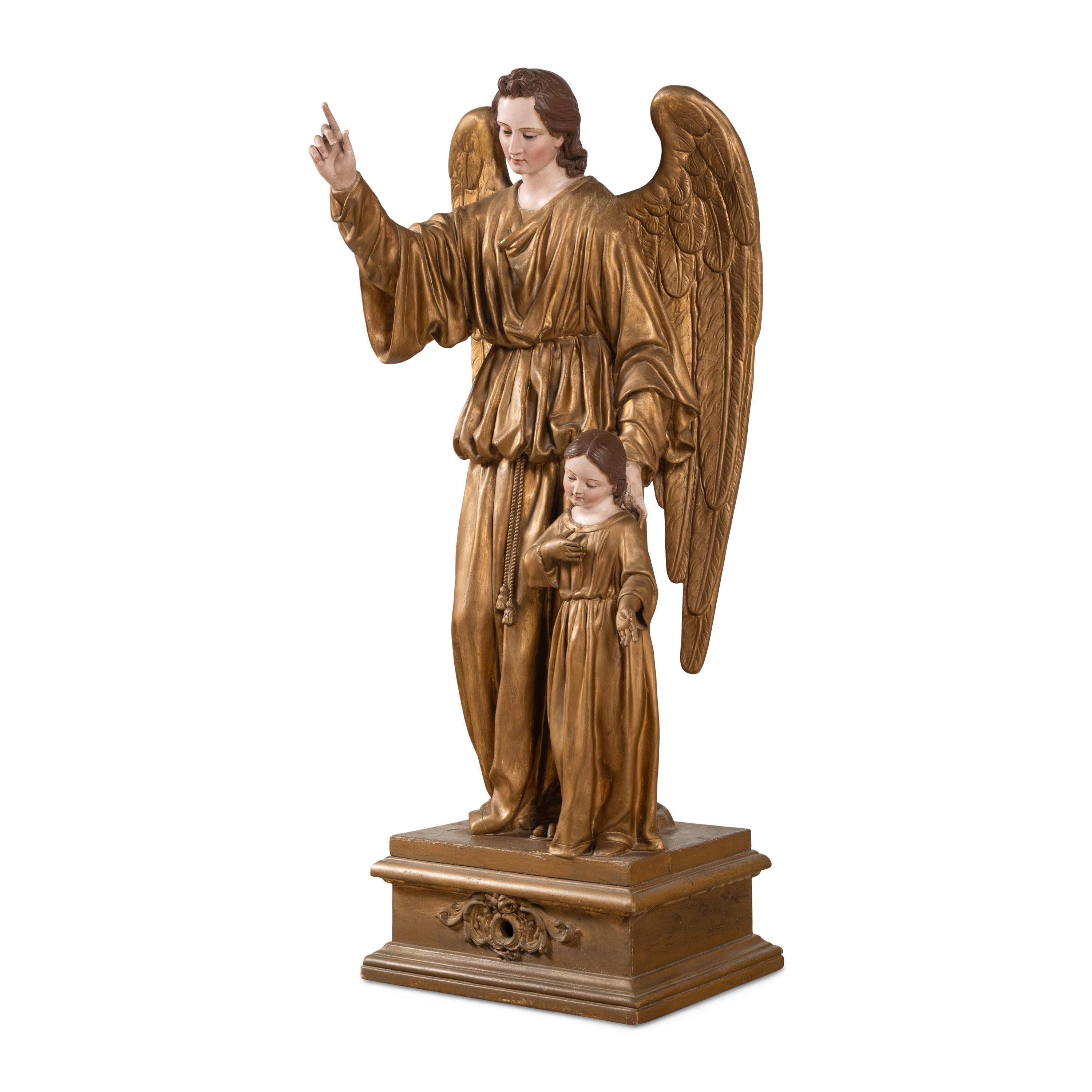 A French Giltwood and Composition Angel Group