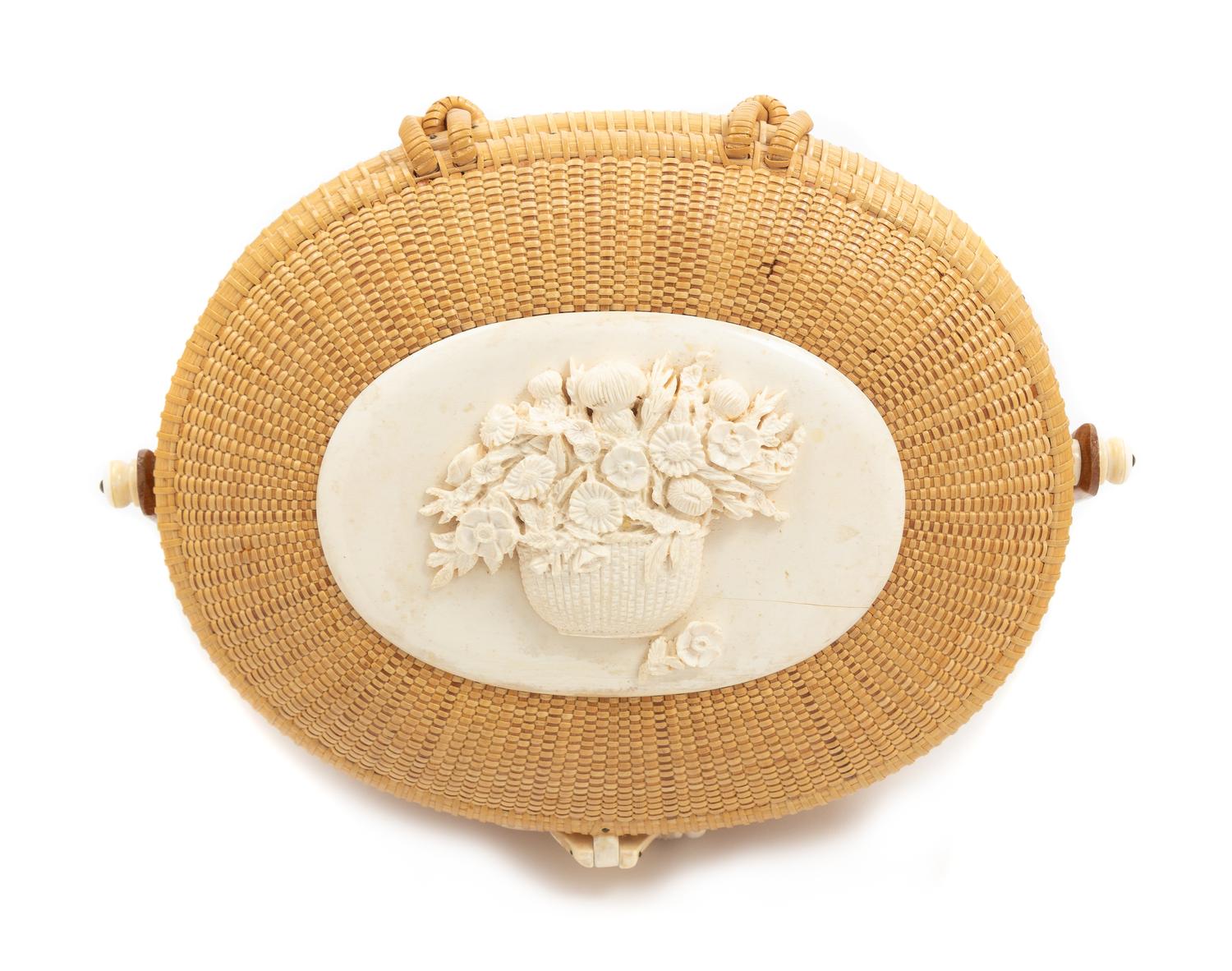 A Woven Nantucket Basket Height 7 1/4 inches. — MICHAEL KANE, 1987