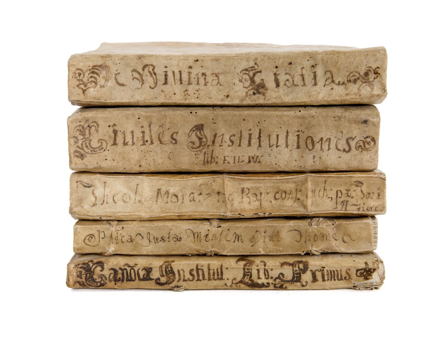A Collection of Five Parchment Bound Manuscripts