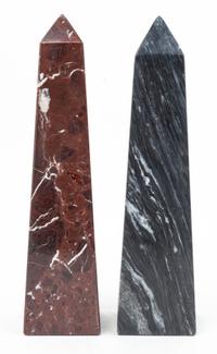 Two Marble Obelisks Height 12 inches.