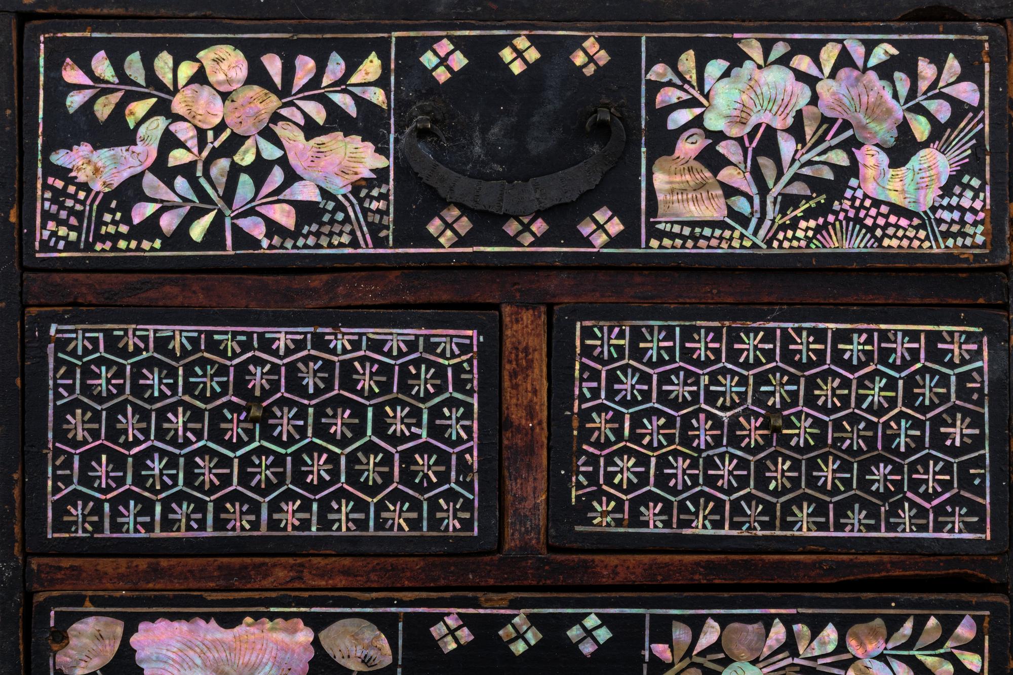 Two Small Chinese Mother-of-Pearl Inlaid Hardwood Chests