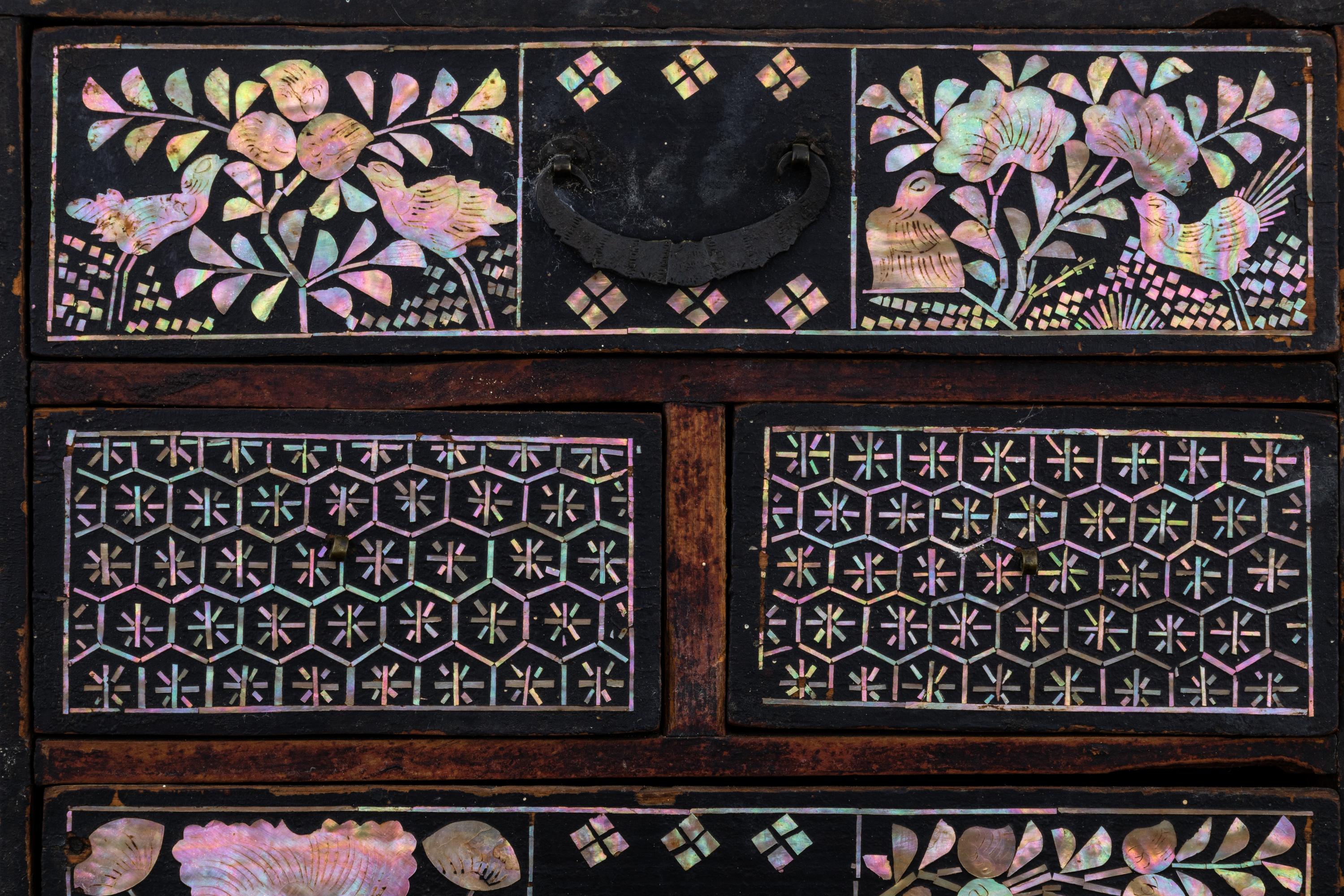 Two Small Chinese Mother-of-Pearl Inlaid Hardwood Chests
