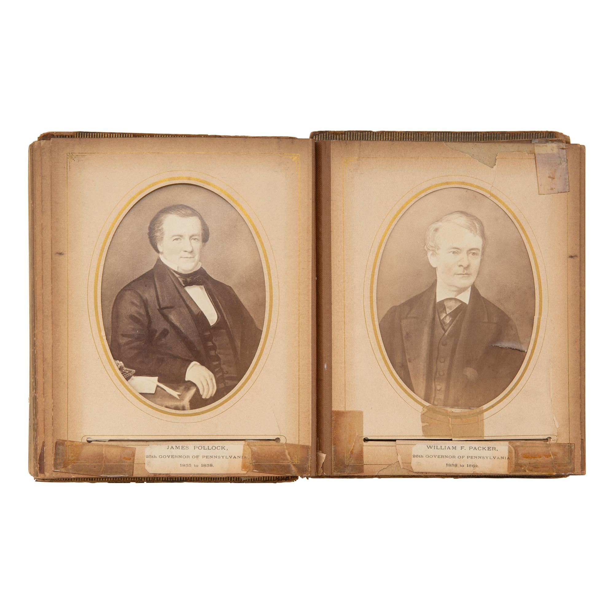 [Early Photography] Cabinet Card Album of 18th-19th century Pennsylvania Governors