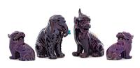 Four Aubergine Glazed Porcelain Animal Figures Height of tallest 11 inches. — LATE 19TH/EARLY 20TH CENTURY