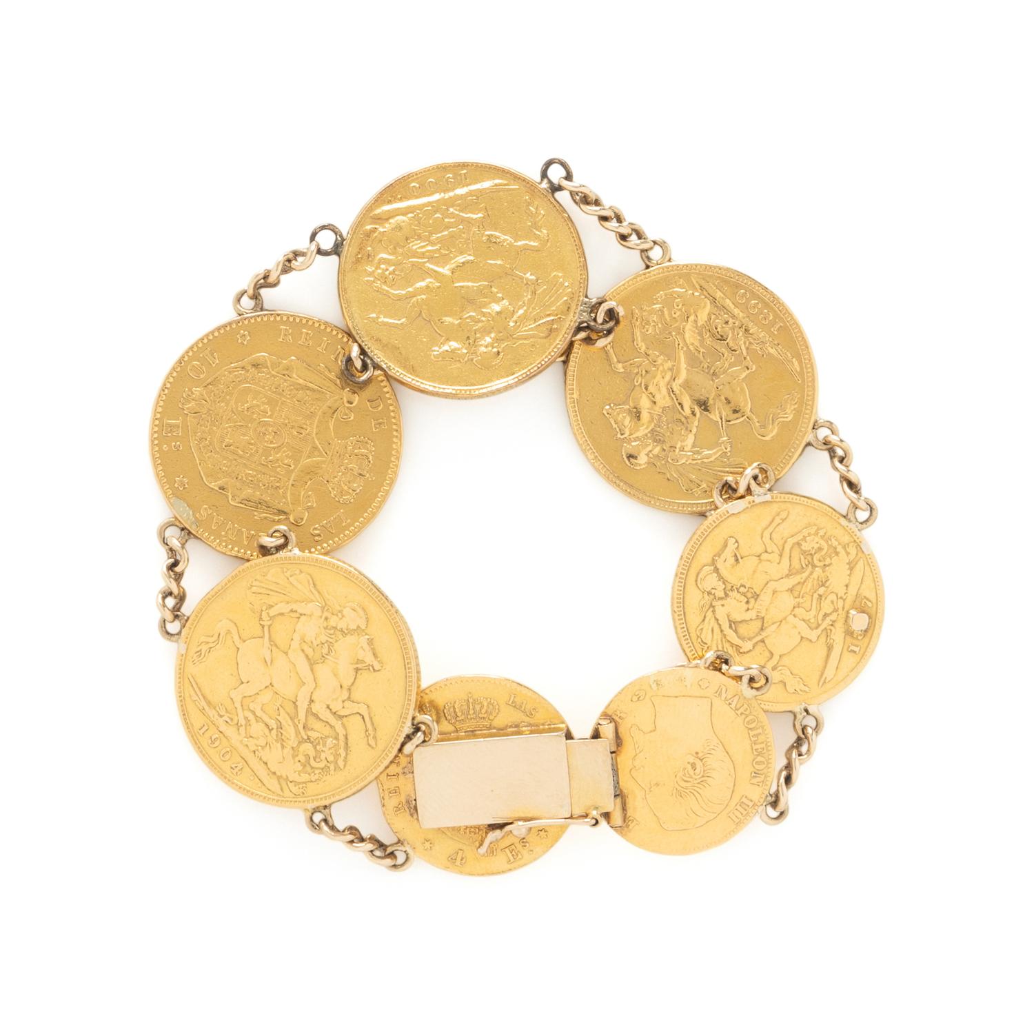 YELLOW GOLD COIN BRACELET