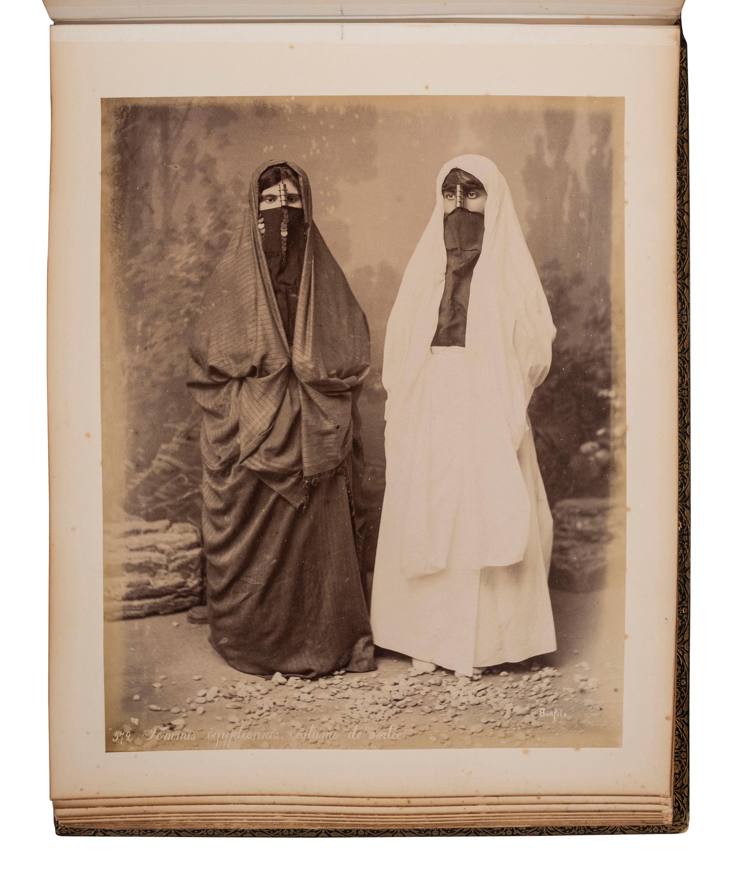 [EARLY PHOTOGRAPHY]. Album containing 96 photographs of Egypt, incl. examples by SEBAH, BONFILS, and BEATO. Ca 1895.