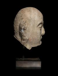 A Chinese Marble Carved Head of a Luohan