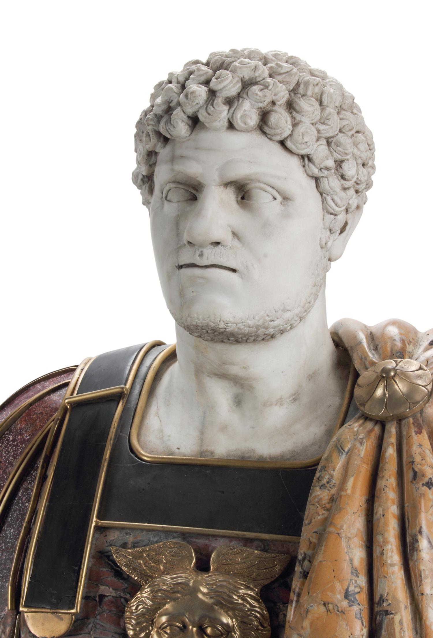 A Pair of Italian Marble, Bronze and Porphyry Busts