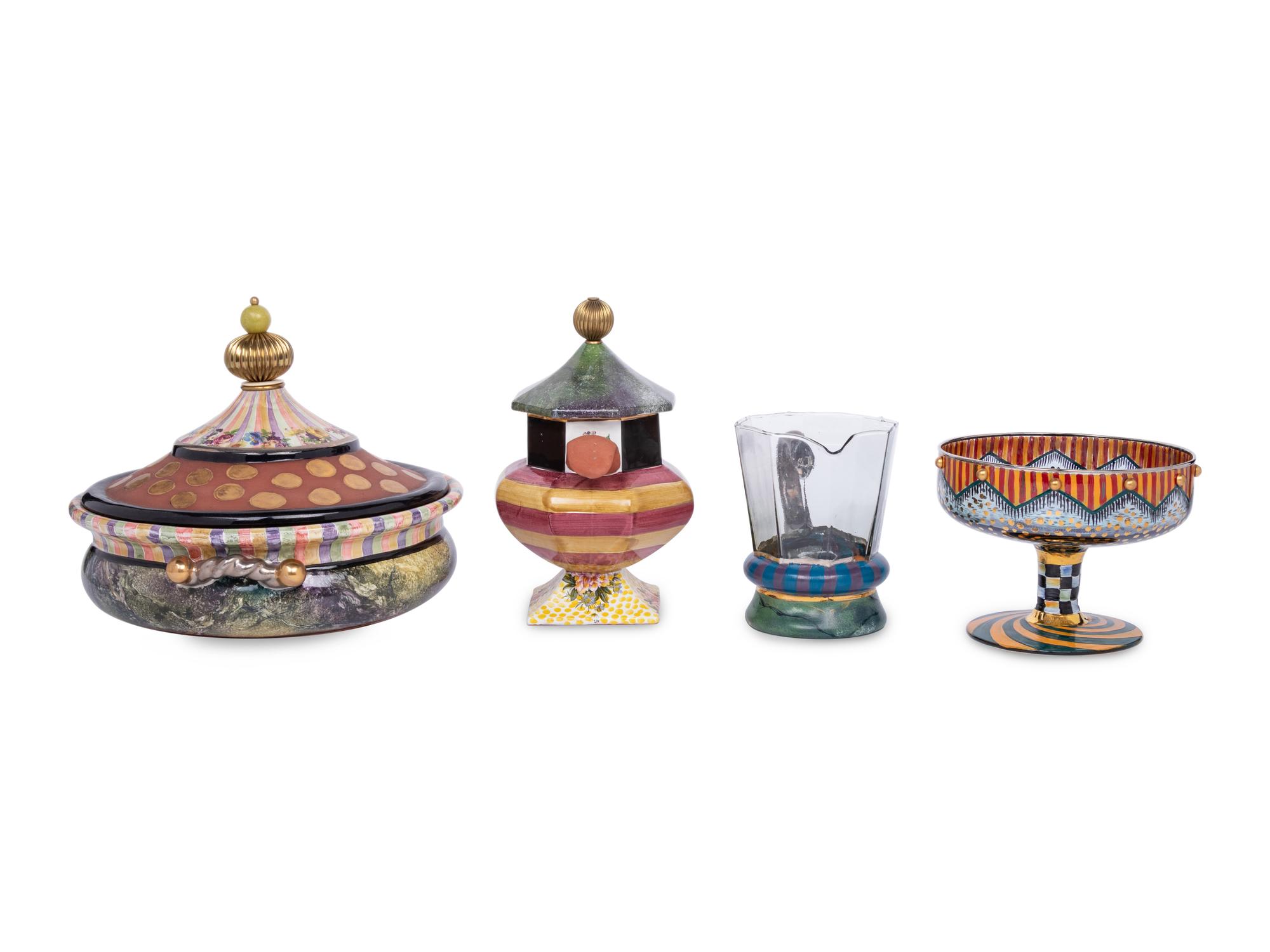 A Group of MacKenzie-Childs Glass and Ceramic Serving Articles