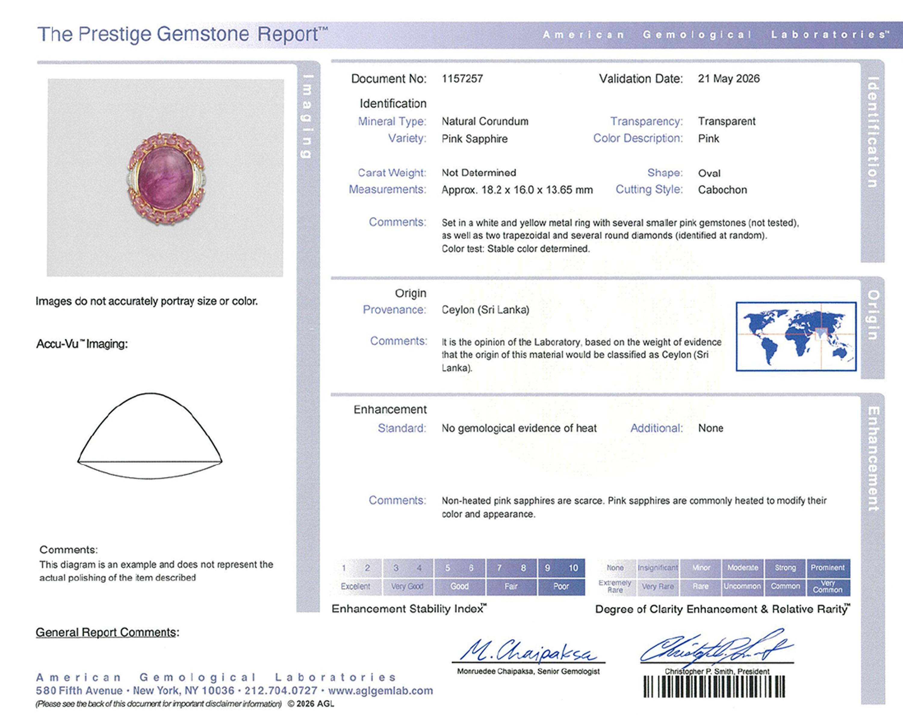 Pink Ceylon Sapphire, Diamond, Rose Gold, and Platinum Ring