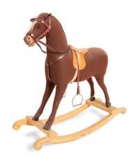 A Child's Stuffed Felt and Carved Wood Rocking Horse