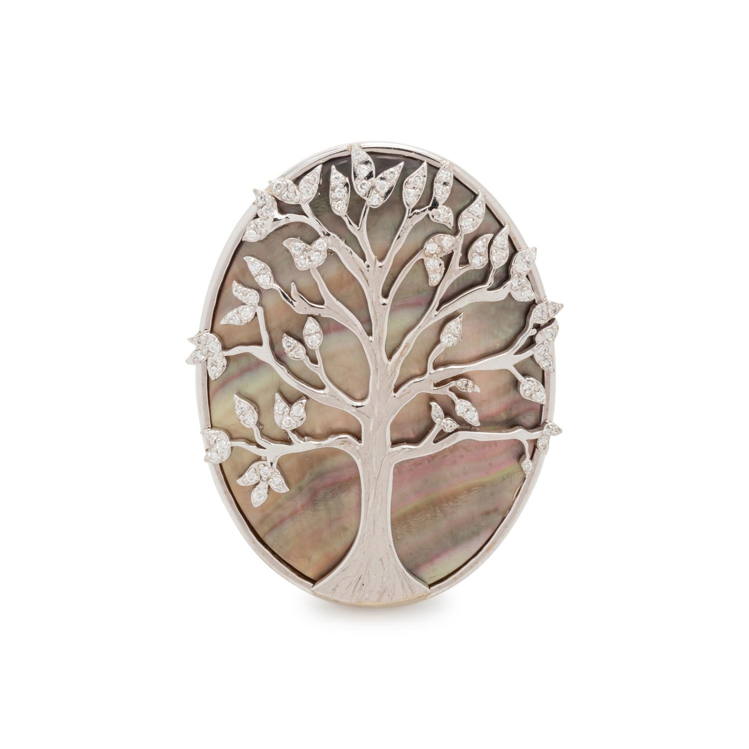 MOTHER-OF-PEARL AND DIAMOND RING