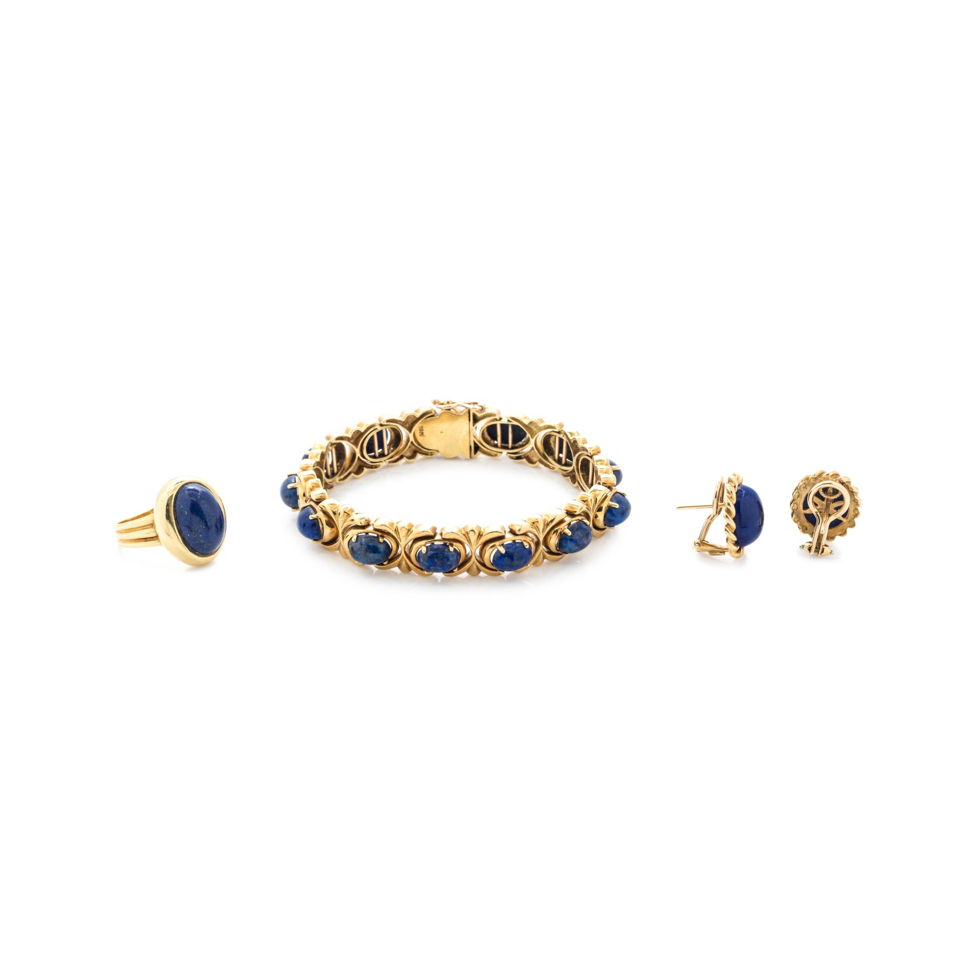 YELLOW GOLD AND LAPIS LAZULI SET