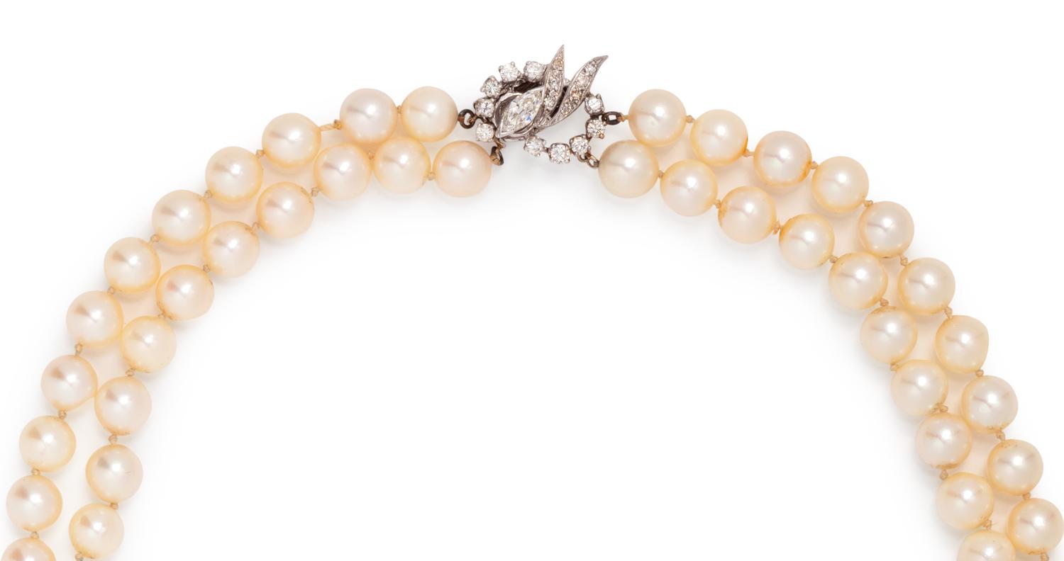 CULTURED PEARL AND DIAMOND NECKLACE