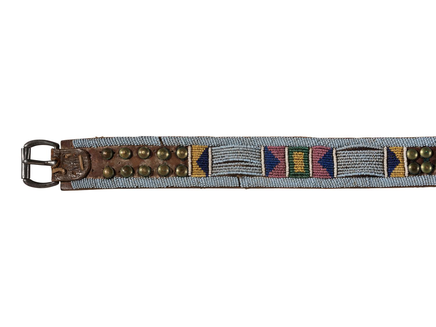 Apsáalooke [Crow] Beaded and Tacked Belt, with Tacked Drop