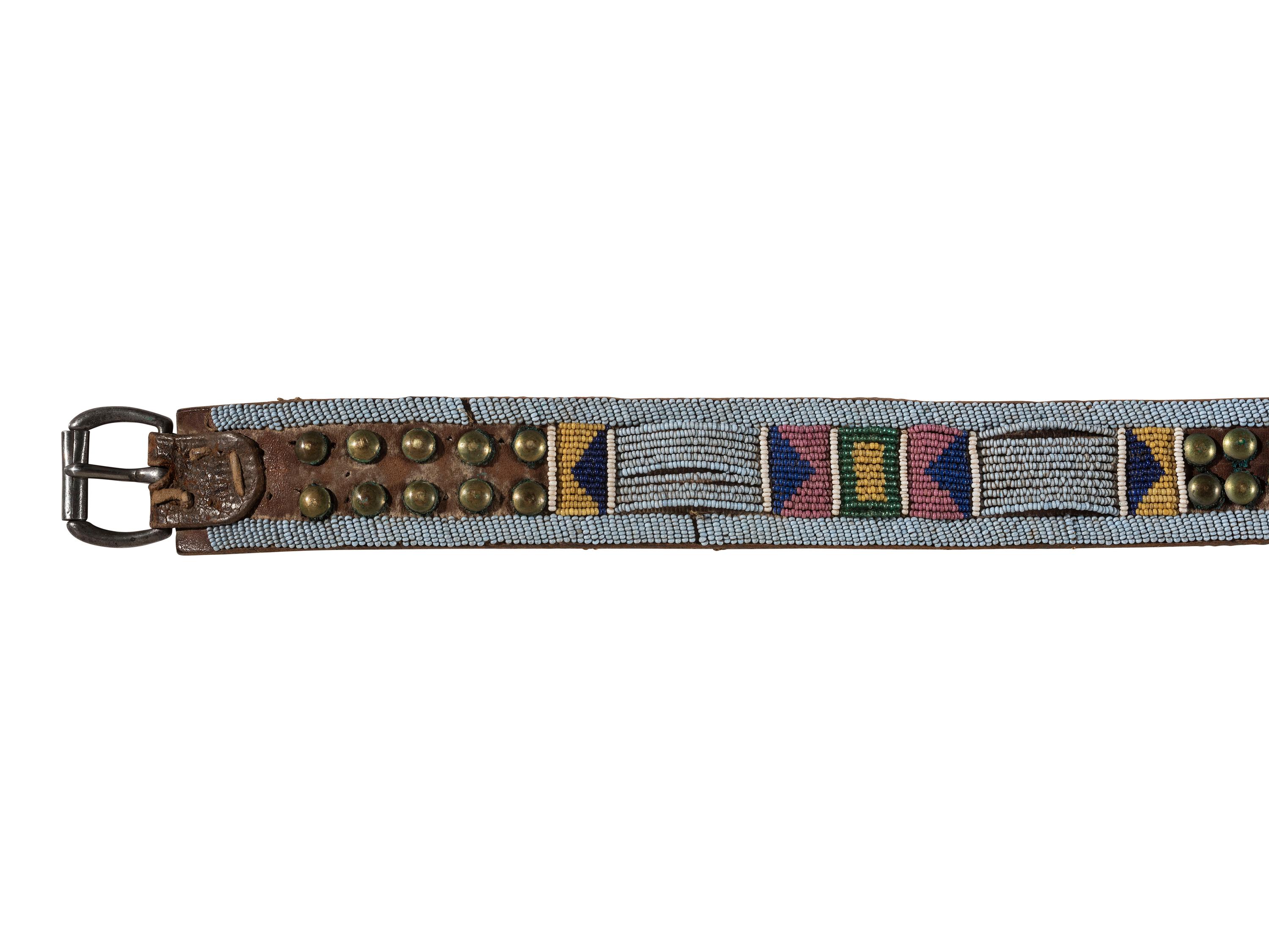 Apsáalooke [Crow] Beaded and Tacked Belt, with Tacked Drop
