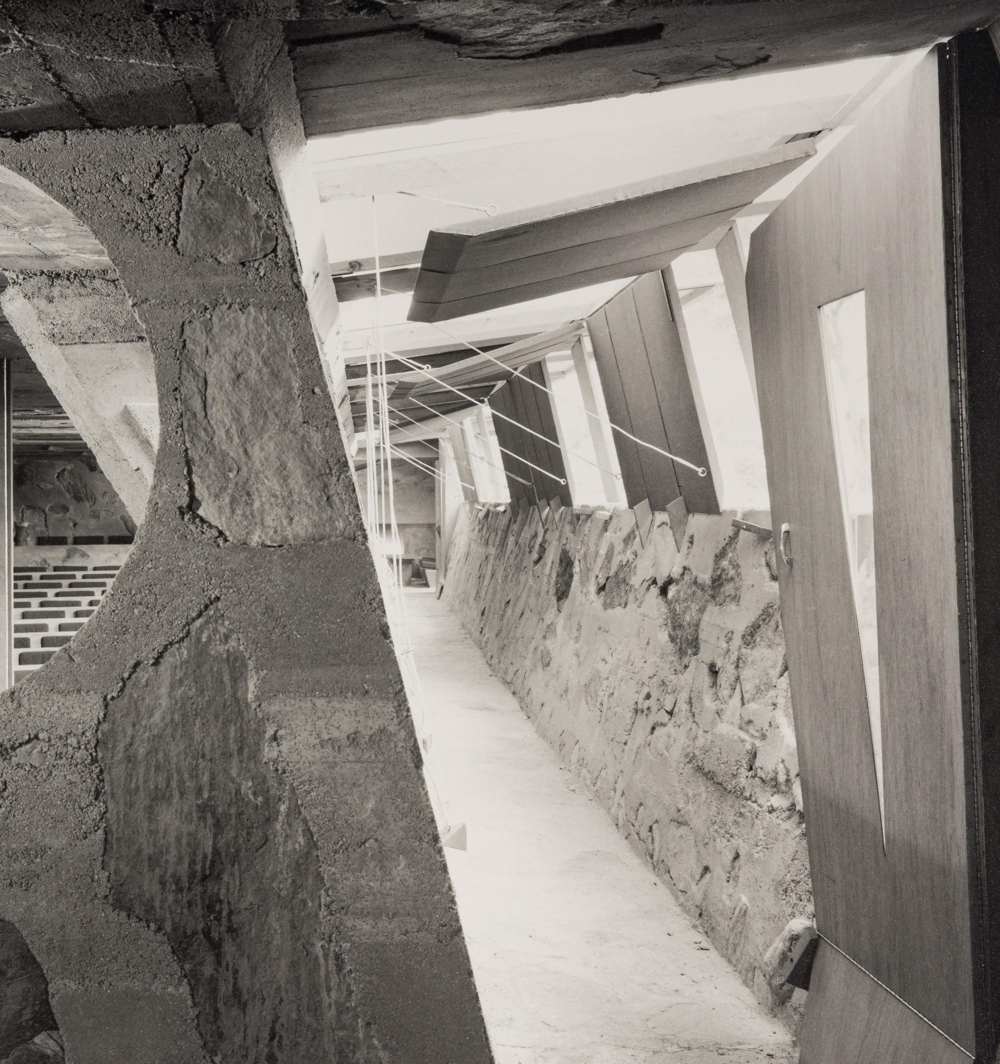 Ezra Stoller (1915-2004) Cabaret theatre hall with bust, Taliesin West (Frank Lloyd Wright,) 1951