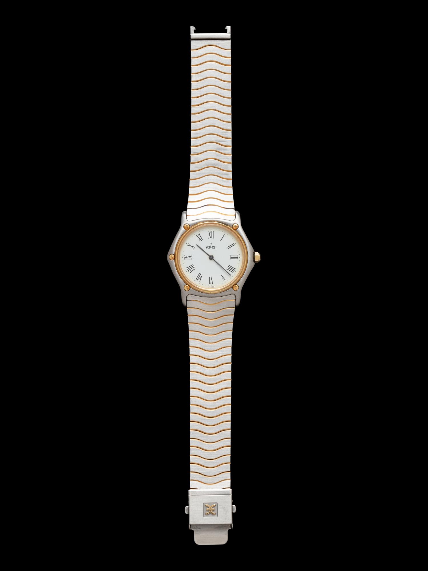 EBEL, STAINLESS STEEL AND YELLOW GOLD 'CLASSIC WAVE' WATCH