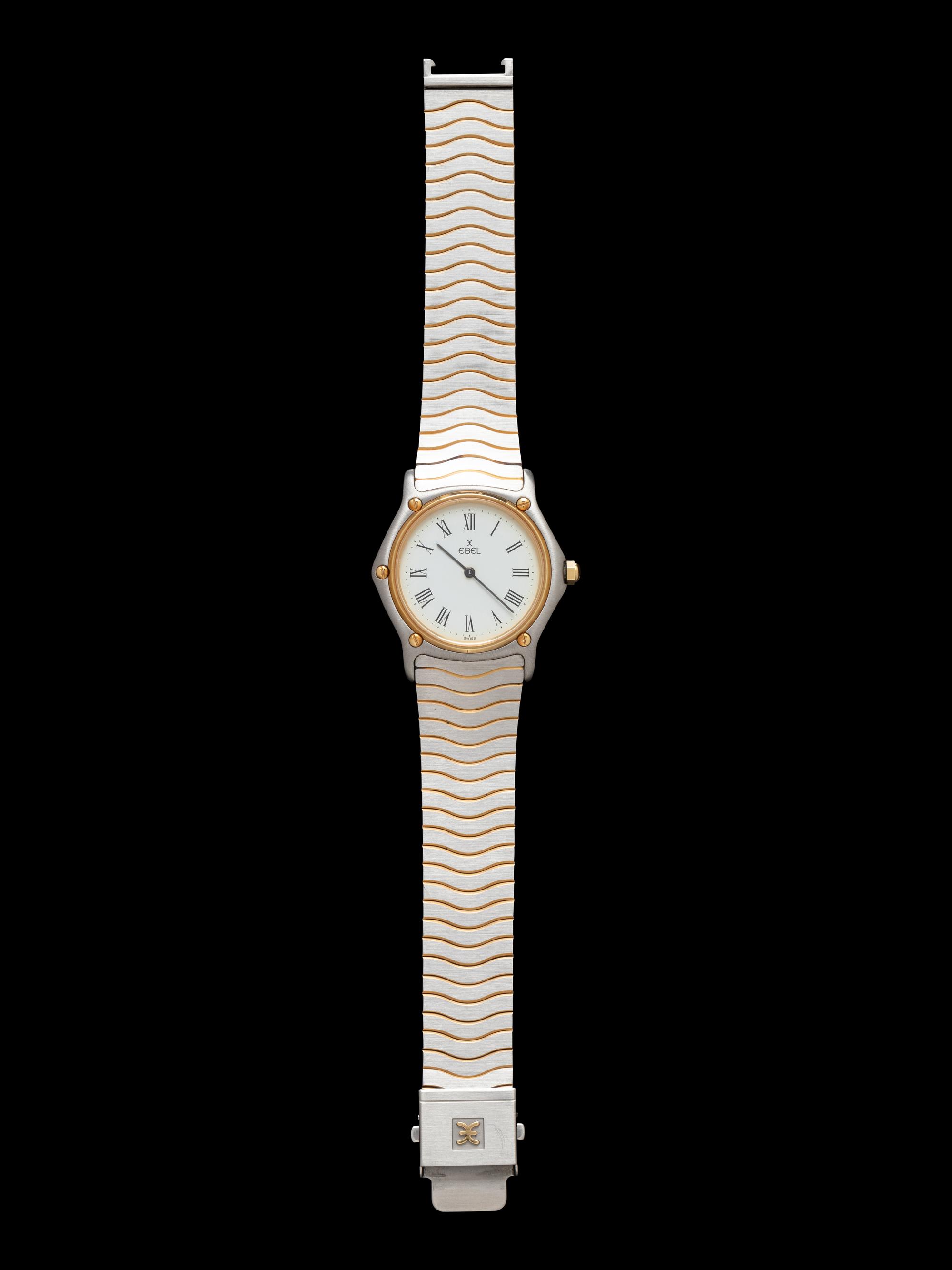 EBEL, STAINLESS STEEL AND YELLOW GOLD 'CLASSIC WAVE' WATCH