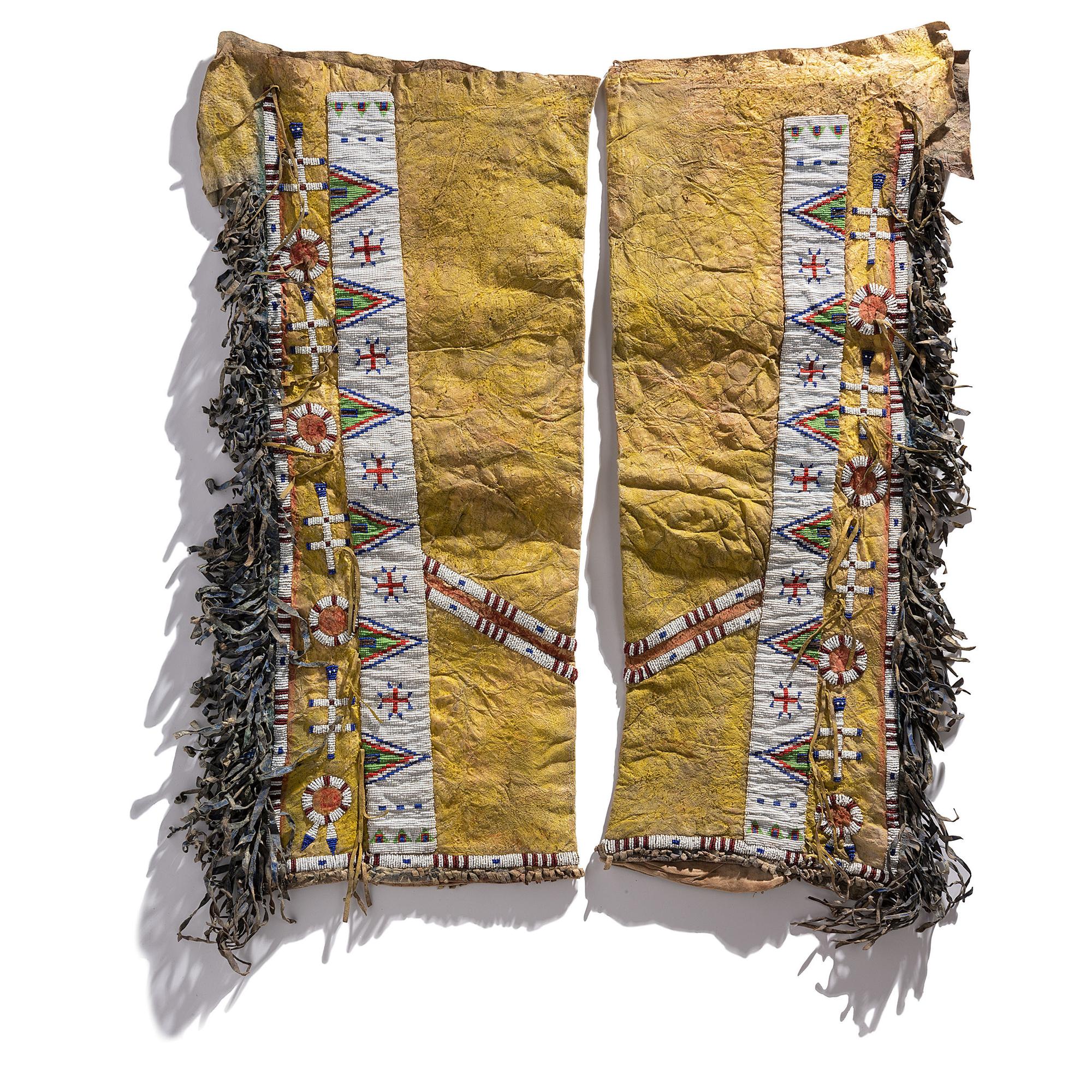 Sioux Beaded Hide Leggings, with Dragonflies