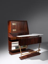 Bar Cabinet and Pair of Bar Stools, c. 1950