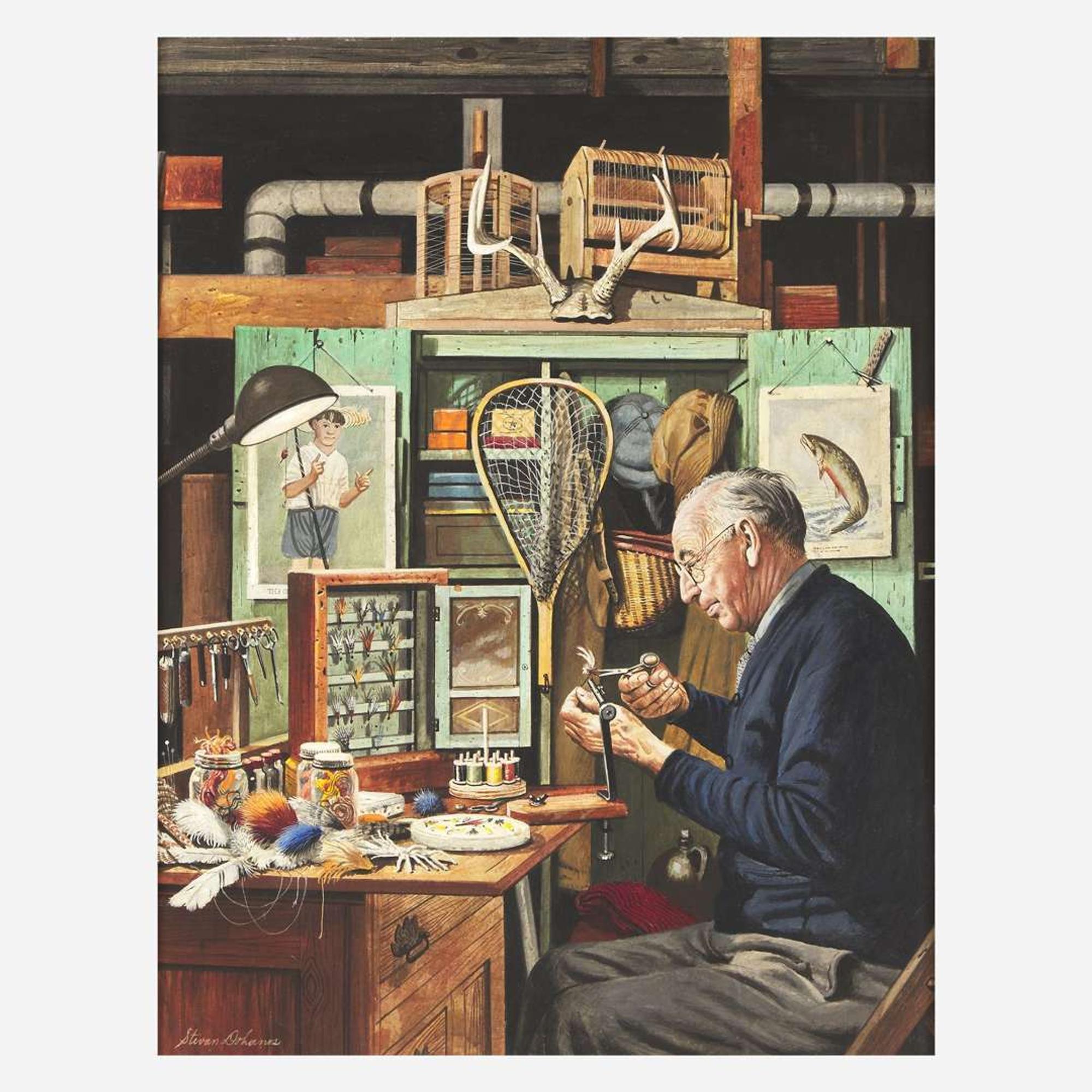 Stevan Dohanos (American, 1907–1995) Tying Flies (Saturday Evening Post Cover)