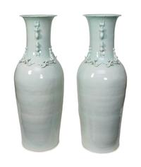 A Pair of Chinese Celadon Glazed Palace Vases — 20TH CENTURY